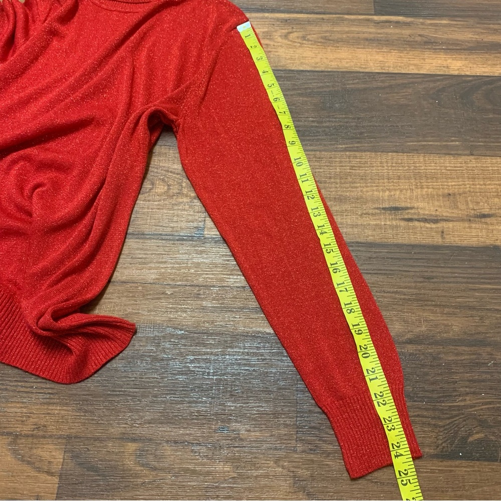 Joseph A. Turtleneck Sweater Women’s XL Red Metallic Stretch Light Weight - Picture 5 of 8